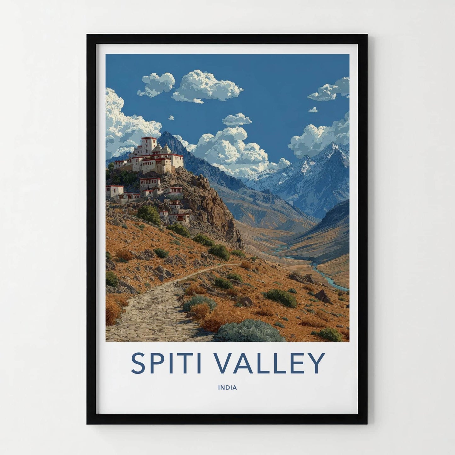 Spiti Valley Poster - India Wall Art - Himachal Pradesh Monastery Valley Views Gift