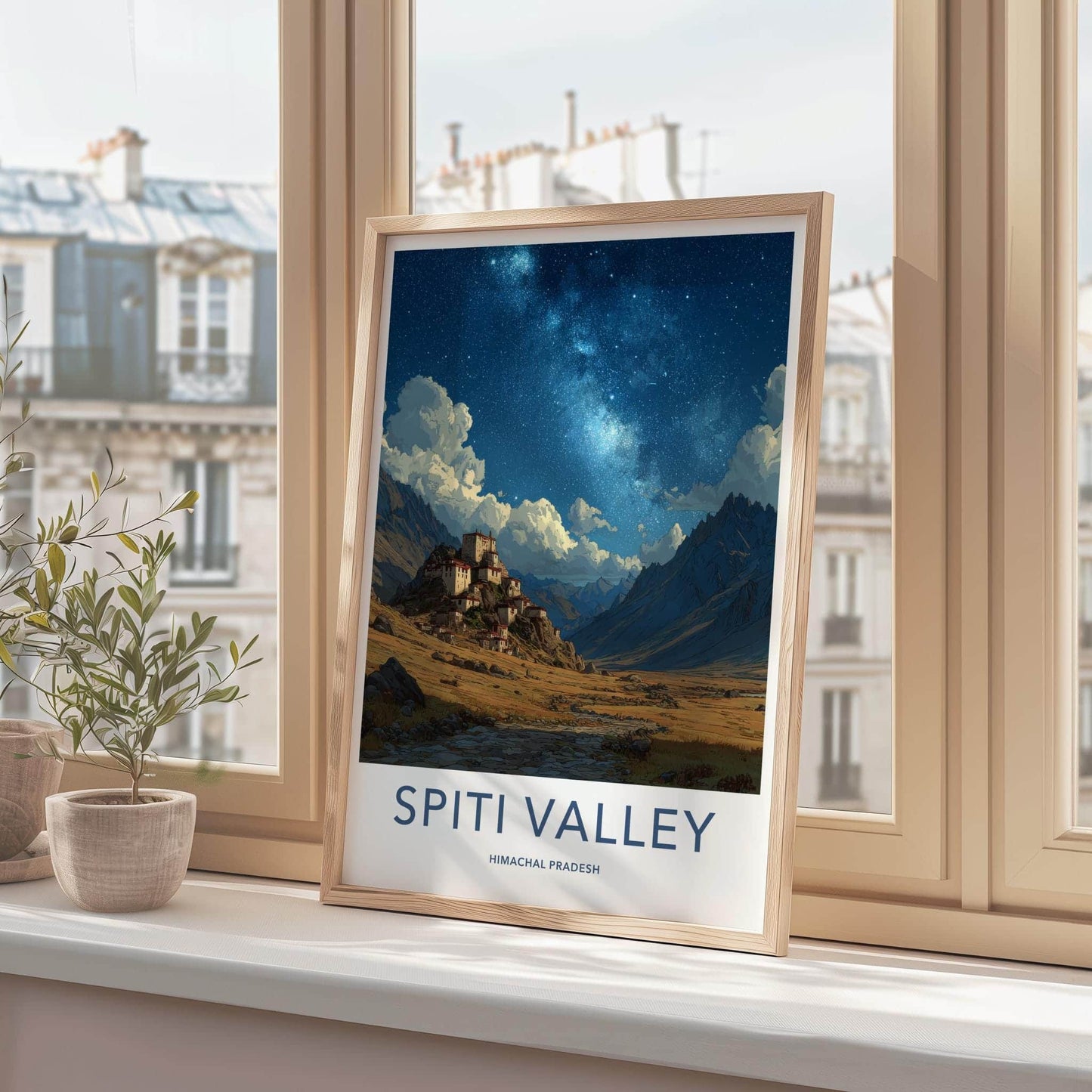 Spiti Valley Poster - India Wall Art - Himachal Pradesh Sky Temple Night Gift