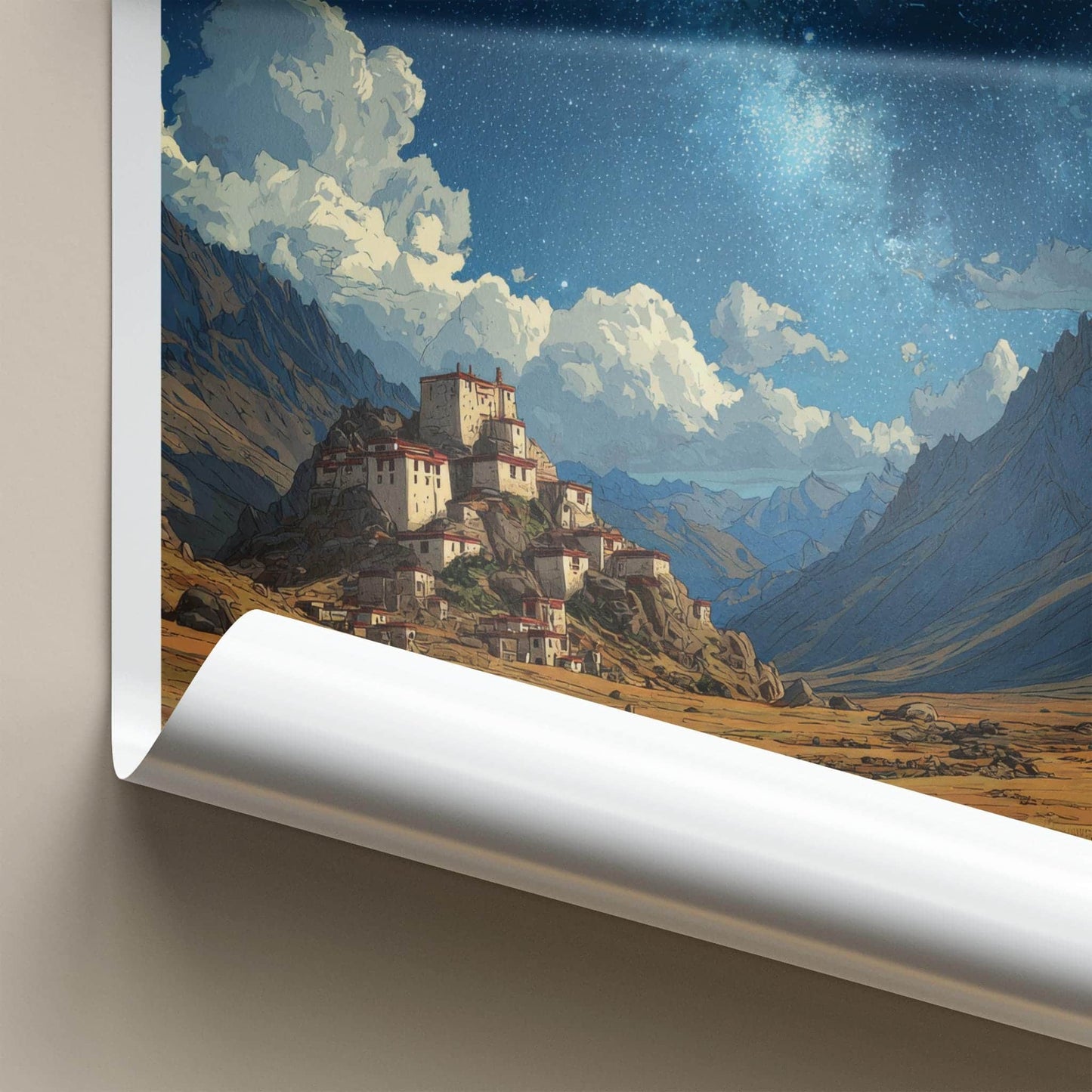 Spiti Valley Poster - India Wall Art - Himachal Pradesh Sky Temple Night Gift