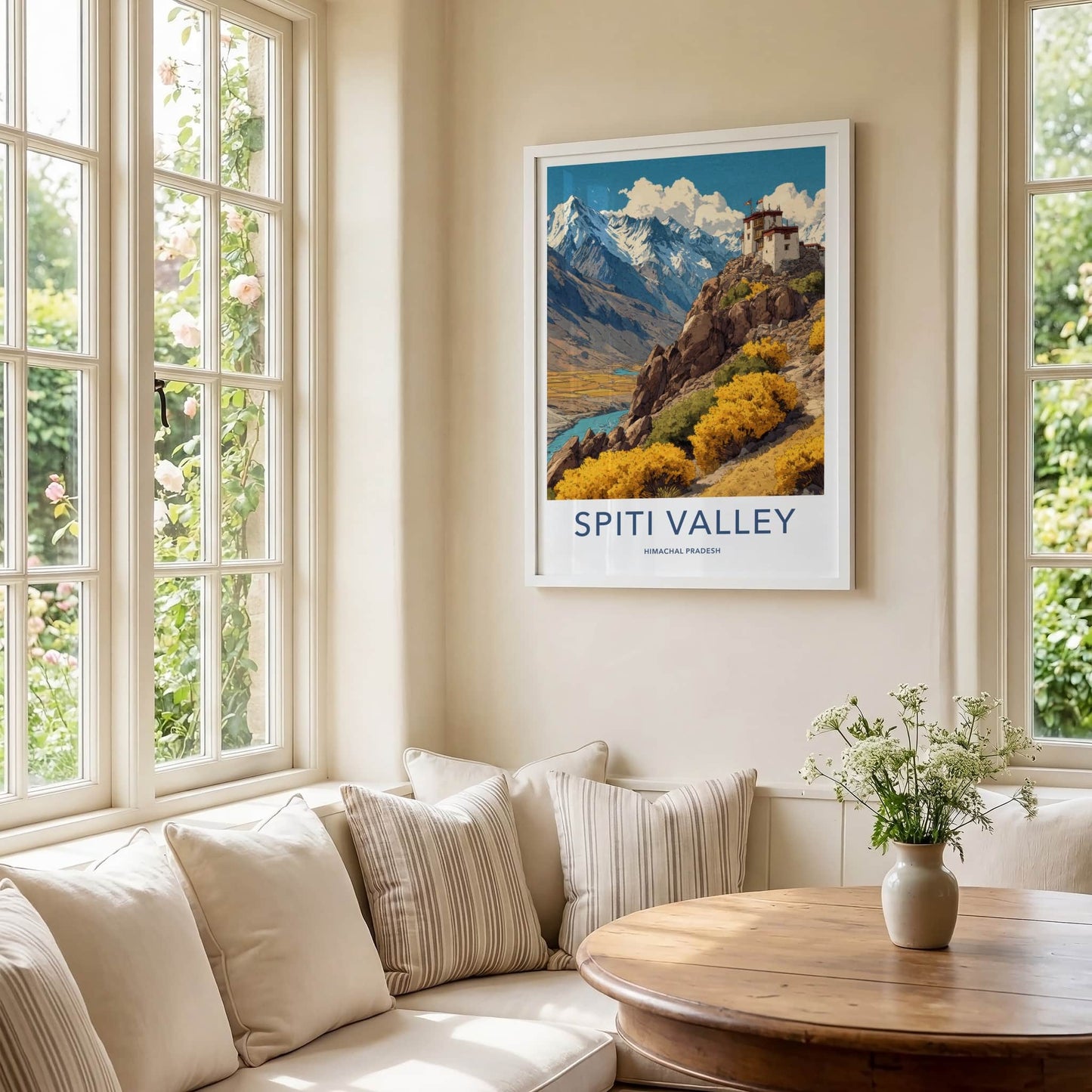 Spiti Valley Poster - India Wall Art - Mountainside Monastery Himachal Pradesh Home Decor
