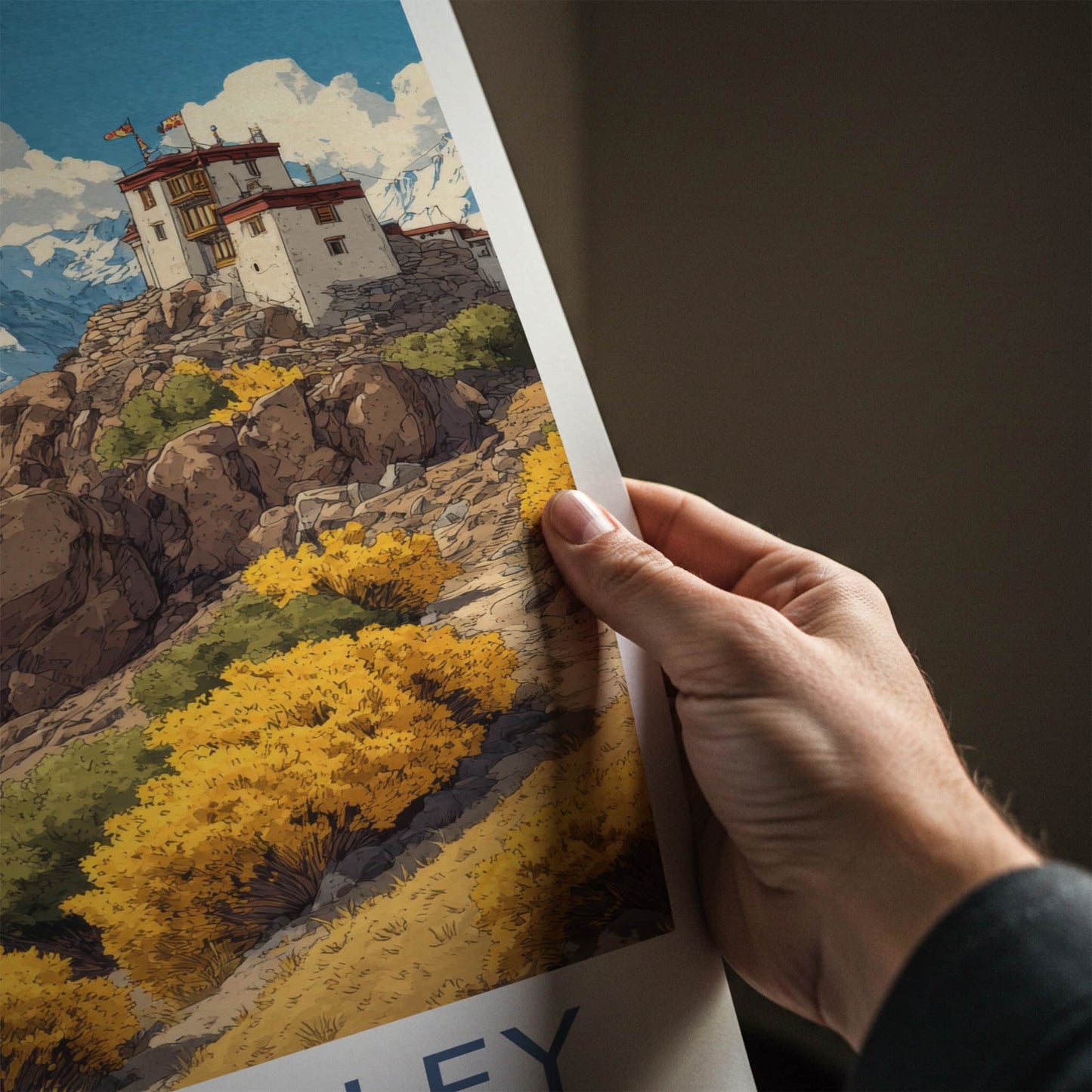 Spiti Valley Poster - India Wall Art - Mountainside Monastery Himachal Pradesh Home Decor