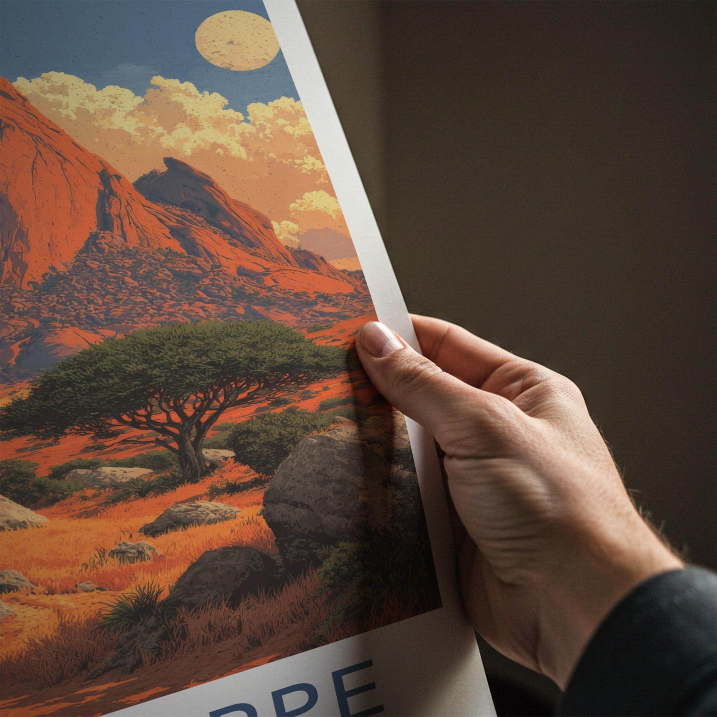 Spitzkoppe Poster - Namibia Travel Art - Arched Rock Desert Home Decor