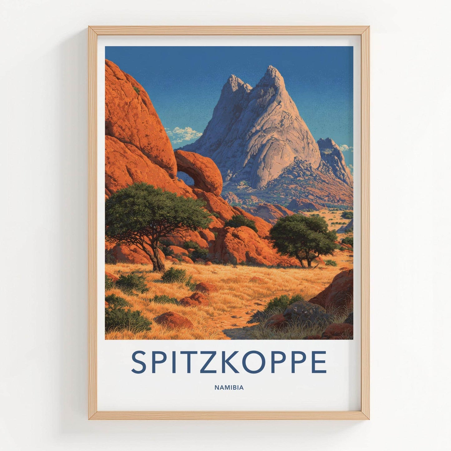 Spitzkoppe Poster - Namibia Travel Art - Desert Rock Landscape Home Decor