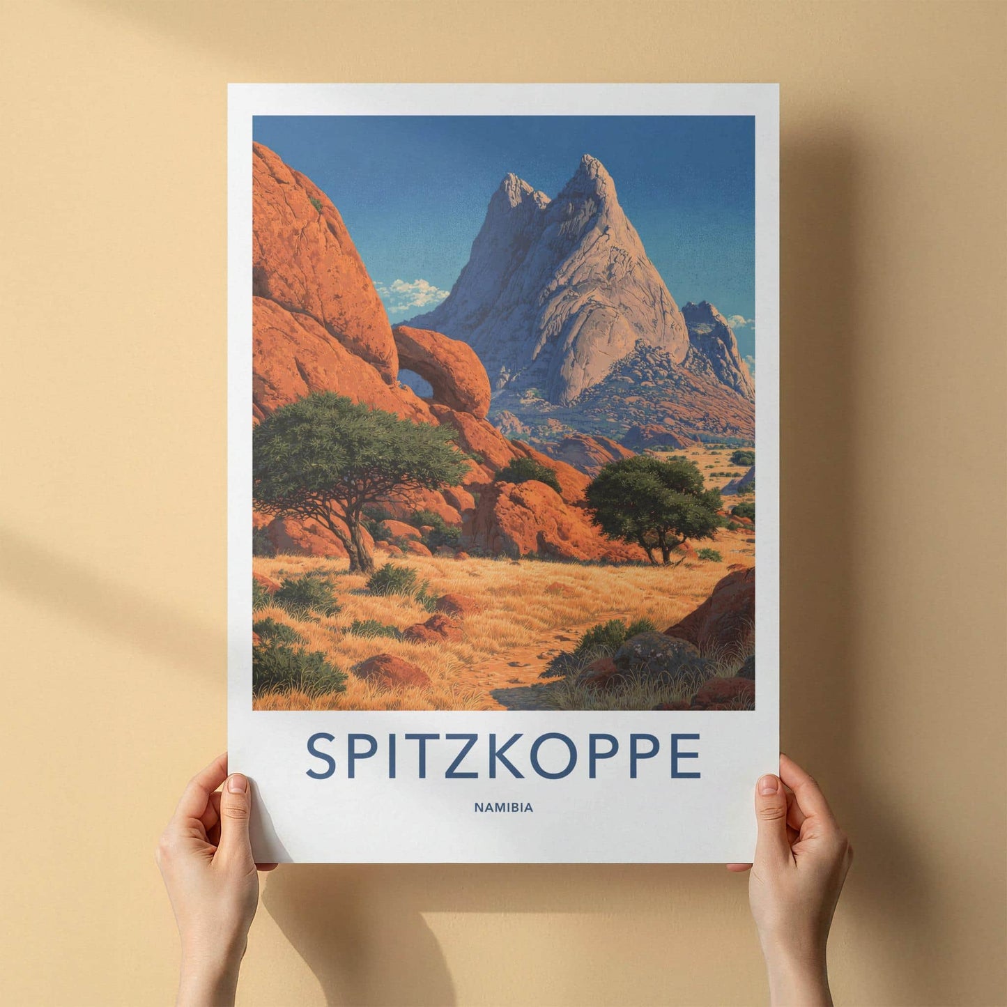 Spitzkoppe Poster - Namibia Travel Art - Desert Rock Landscape Home Decor