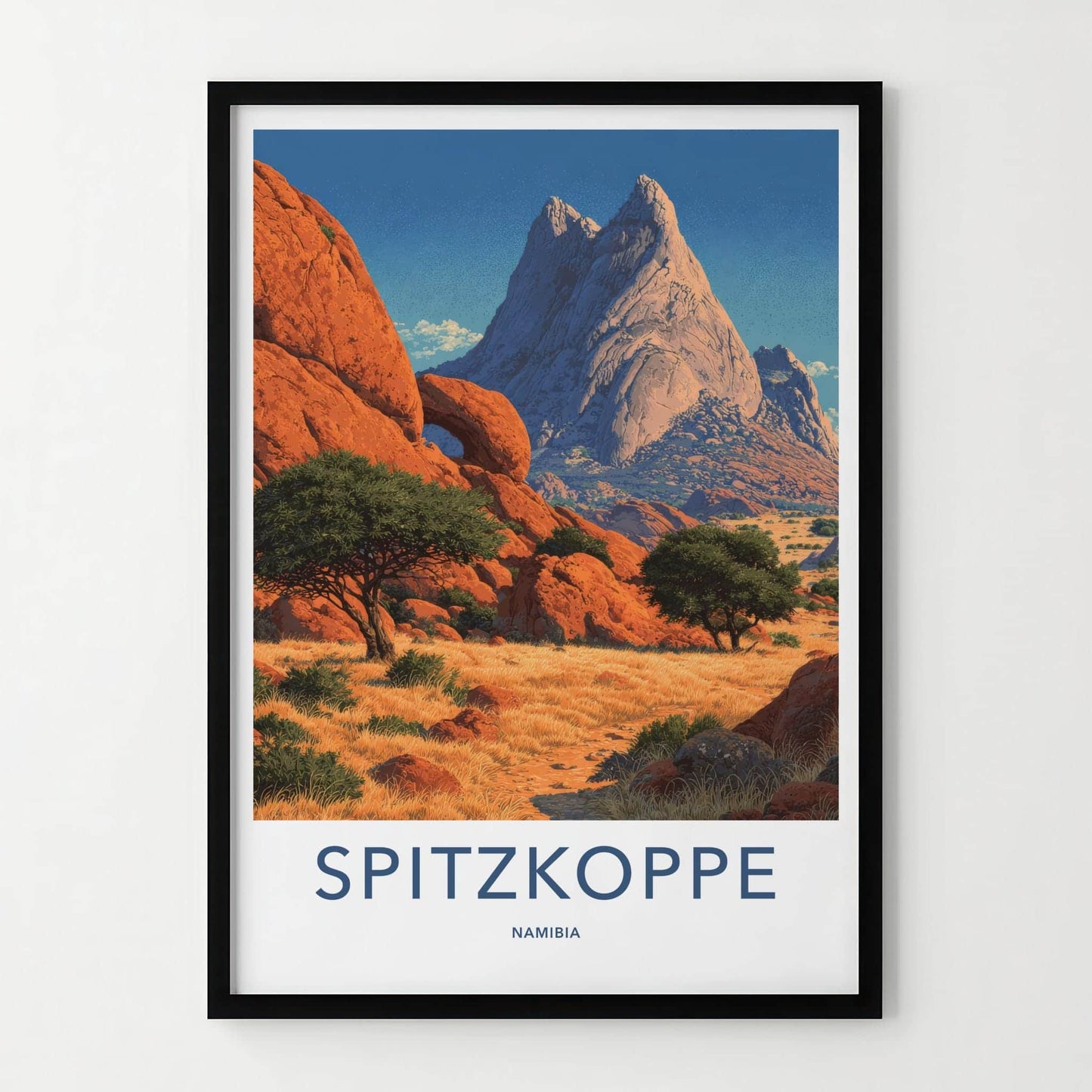 Spitzkoppe Poster - Namibia Travel Art - Desert Rock Landscape Home Decor