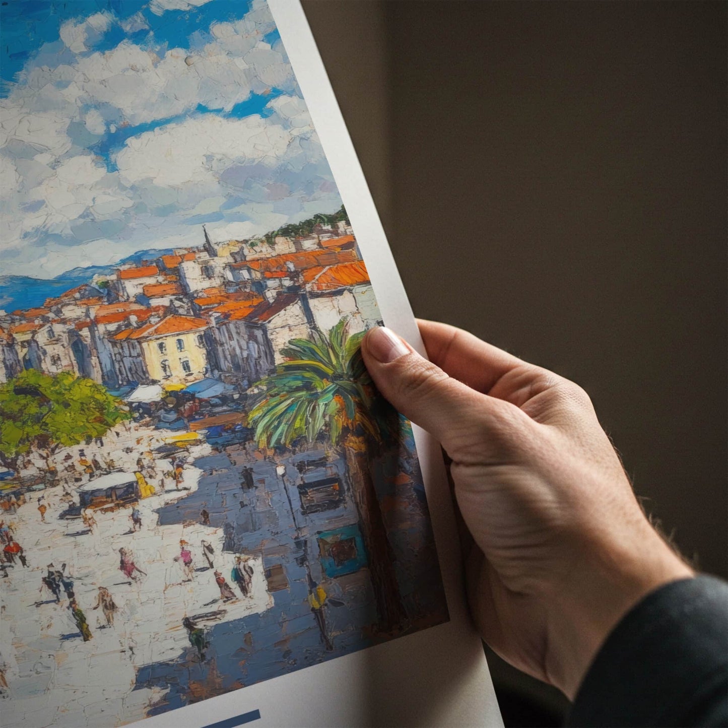 Split Poster - Croatia Wall Art - Bustling City Square Home Decor