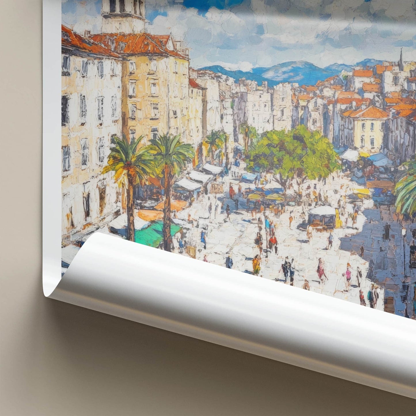 Split Poster - Croatia Wall Art - Bustling City Square Home Decor