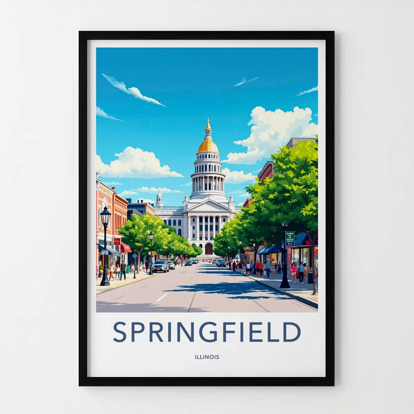 Springfield Poster - Illinois Wall Art - Illinois State Capitol Home Decor