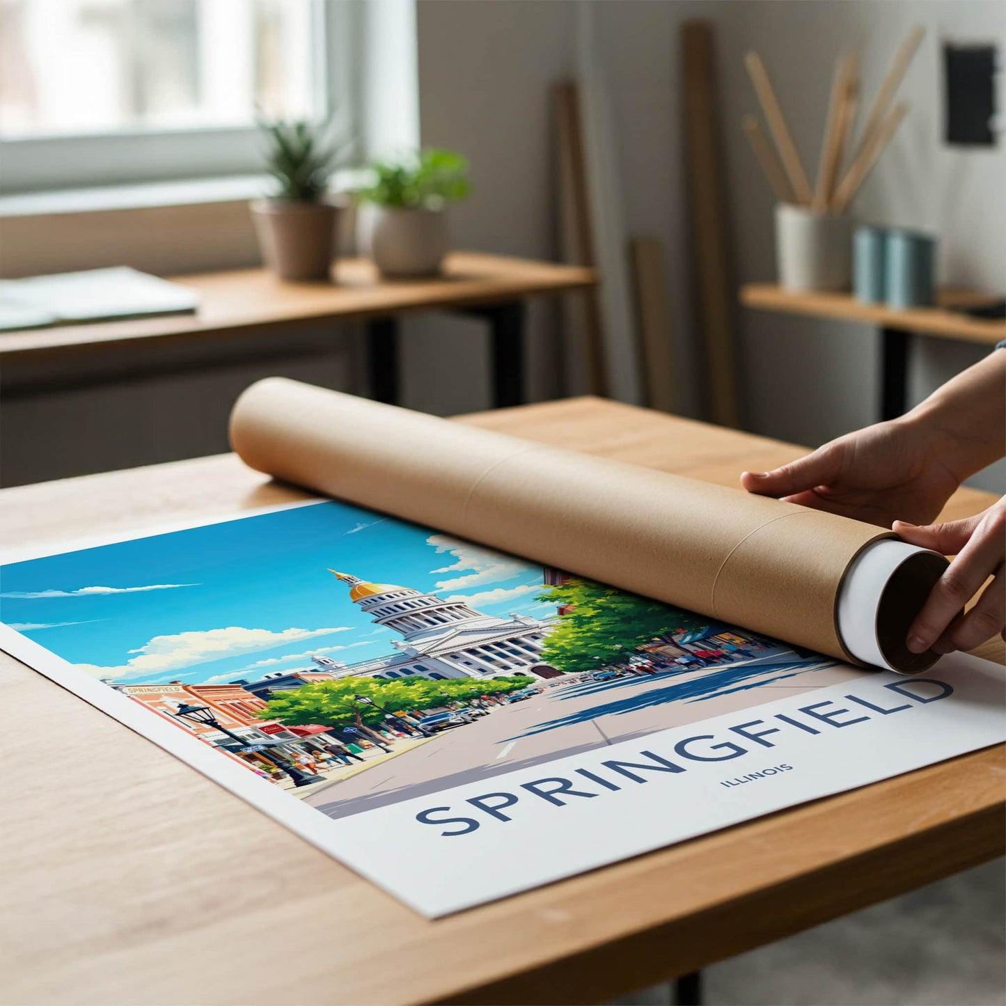 Springfield Poster - Illinois Wall Art - Illinois State Capitol Home Decor
