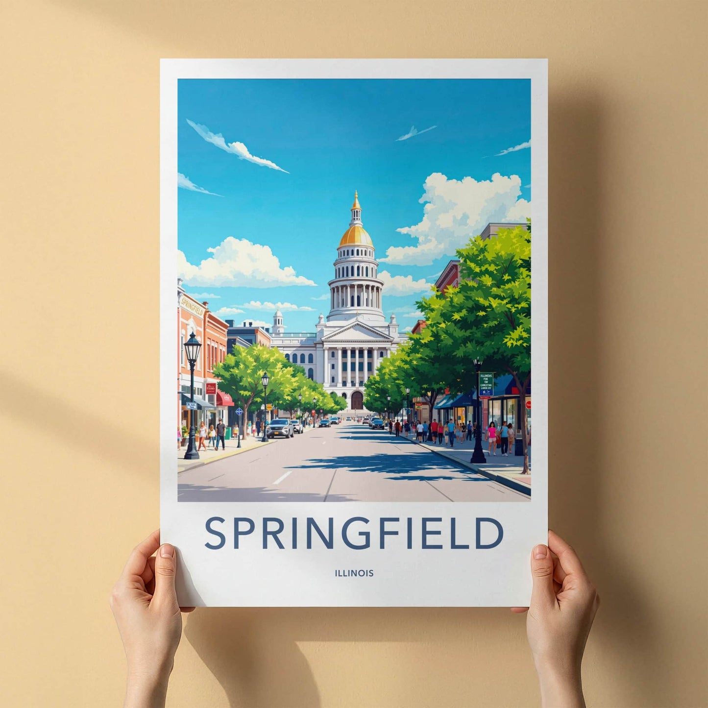 Springfield Poster - Illinois Wall Art - Illinois State Capitol Home Decor