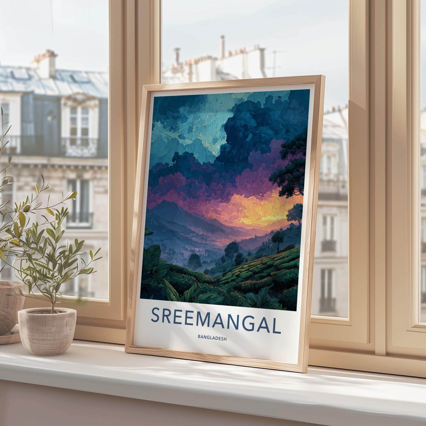 Sreemangal Poster - Bangladesh Art Print - Rainy Tea Hills Home Decor
