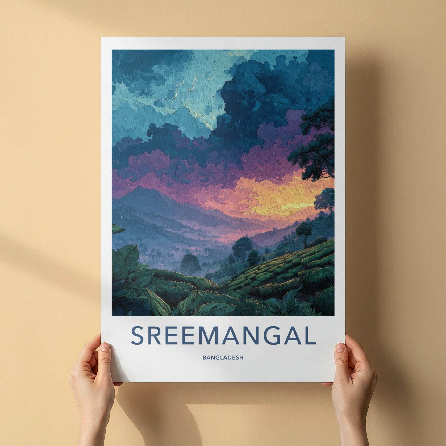 Sreemangal Poster - Bangladesh Art Print - Rainy Tea Hills Home Decor