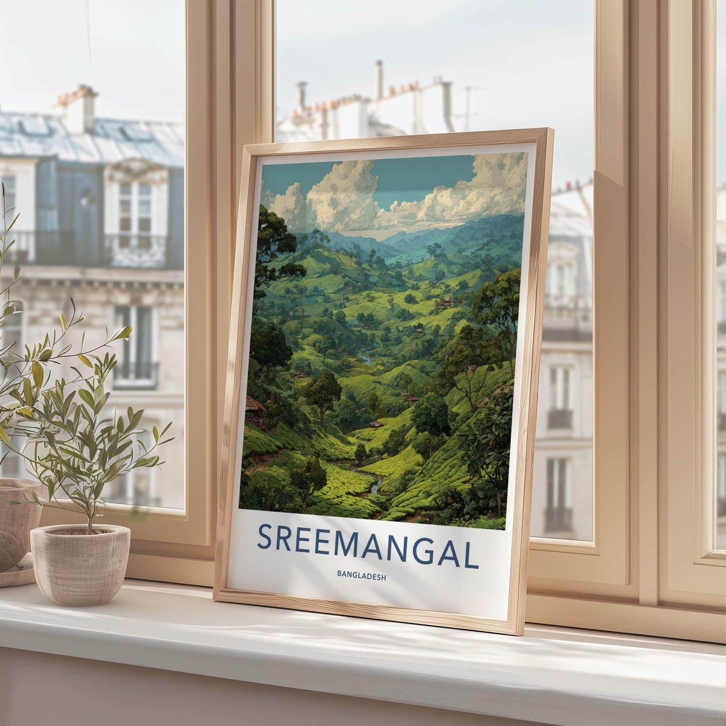 Sreemangal Poster - Bangladesh Travel Art - Lush Tea Plantation Home Decor