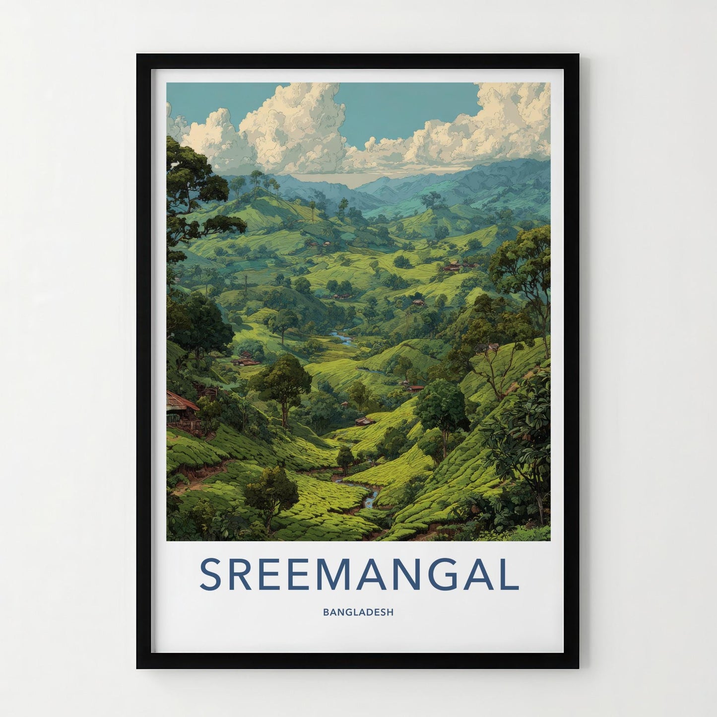 Sreemangal Poster - Bangladesh Travel Art - Lush Tea Plantation Home Decor