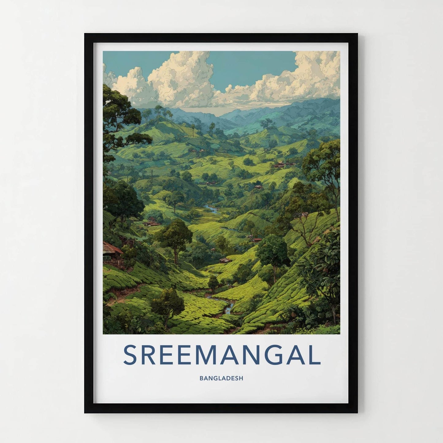 Sreemangal Poster - Bangladesh Travel Art - Lush Tea Plantation Home Decor