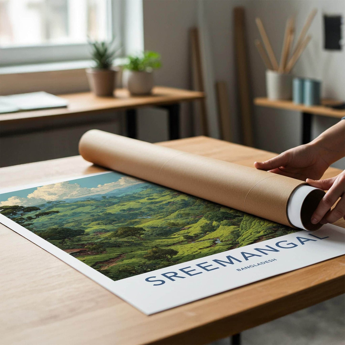 Sreemangal Poster - Bangladesh Travel Art - Lush Tea Plantation Home Decor