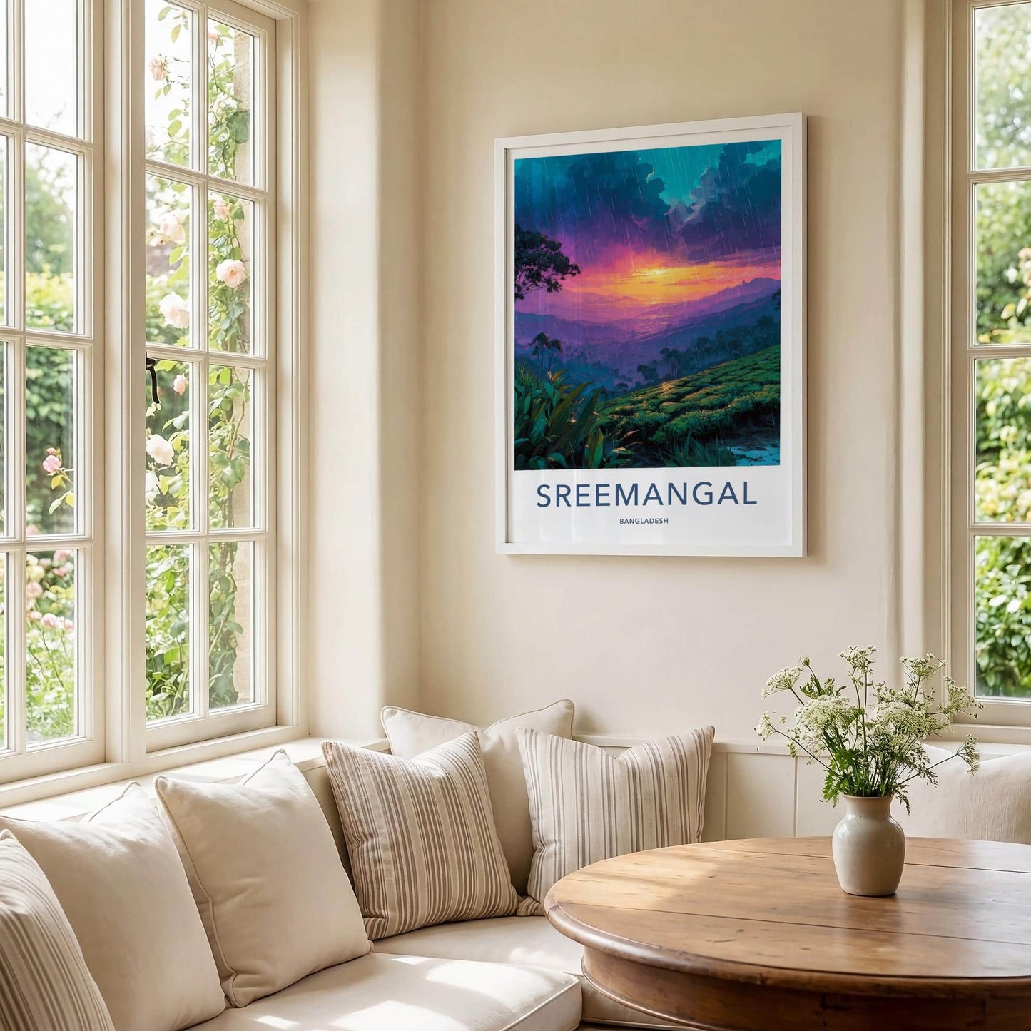 Sreemangal Poster - Bangladesh Travel Art - Misty Valley Sunset Wall Decor
