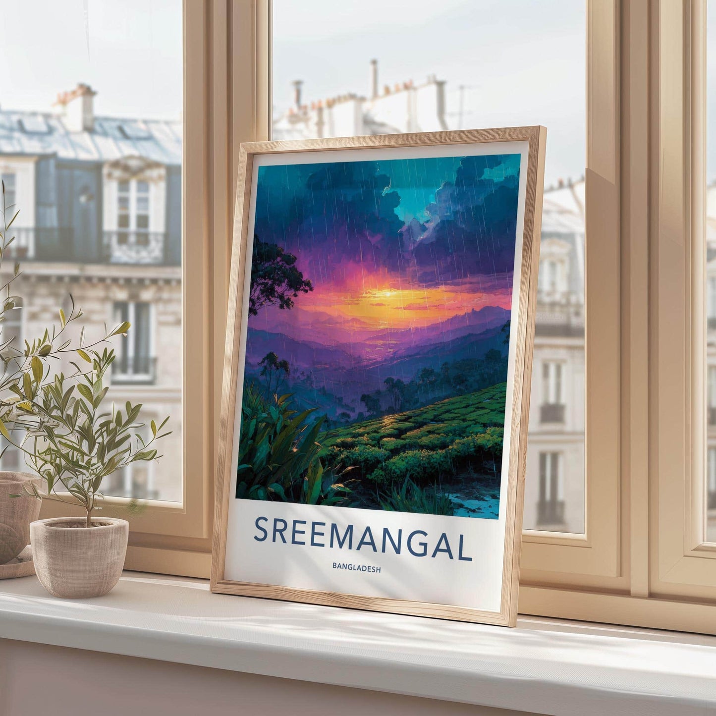 Sreemangal Poster - Bangladesh Travel Art - Misty Valley Sunset Wall Decor