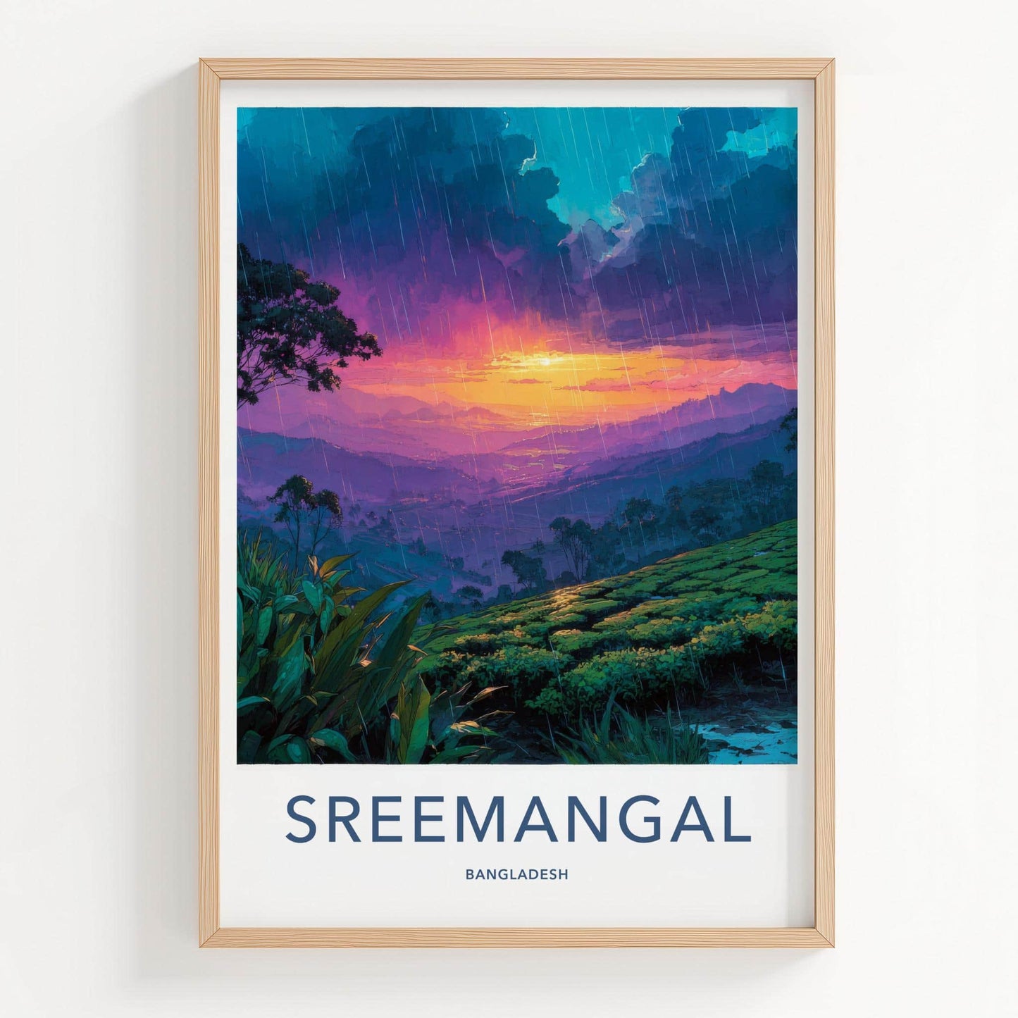Sreemangal Poster - Bangladesh Travel Art - Misty Valley Sunset Wall Decor