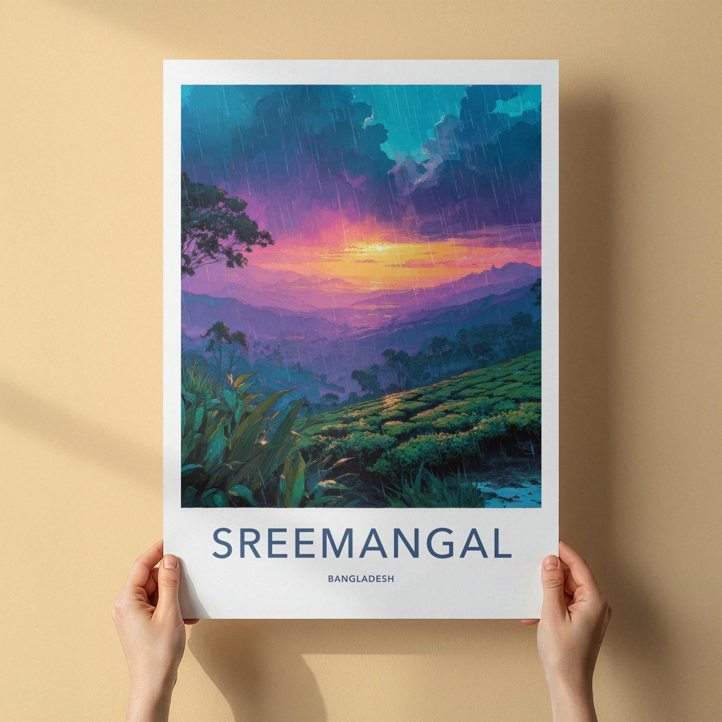 Sreemangal Poster - Bangladesh Travel Art - Misty Valley Sunset Wall Decor
