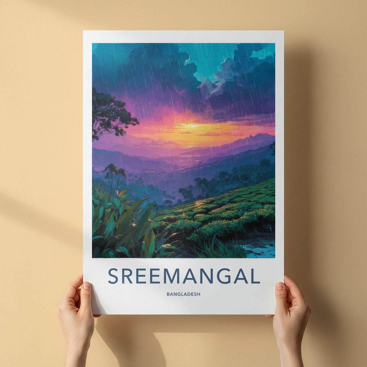 Sreemangal Poster - Bangladesh Travel Art - Misty Valley Sunset Wall Decor
