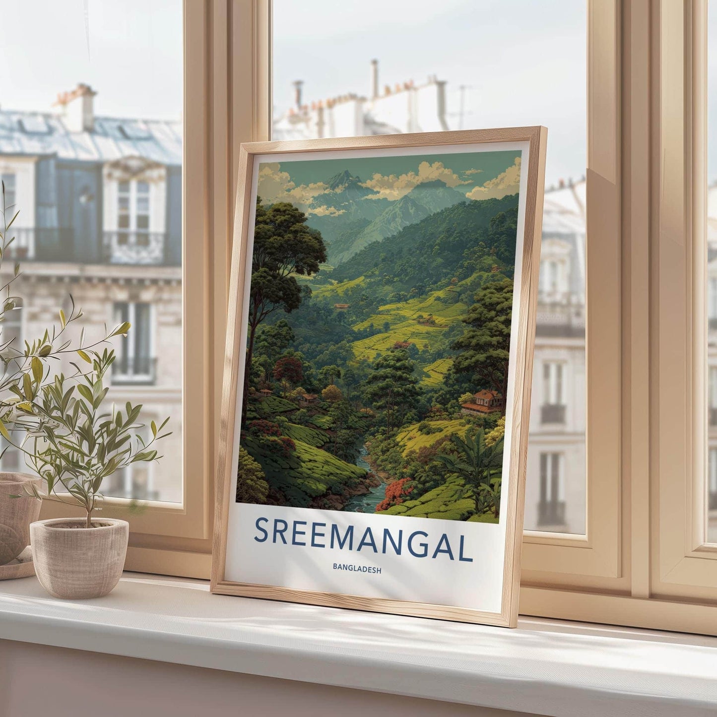 Sreemangal Poster - Bangladesh Travel Art - Rolling Tea Fields Home Decor