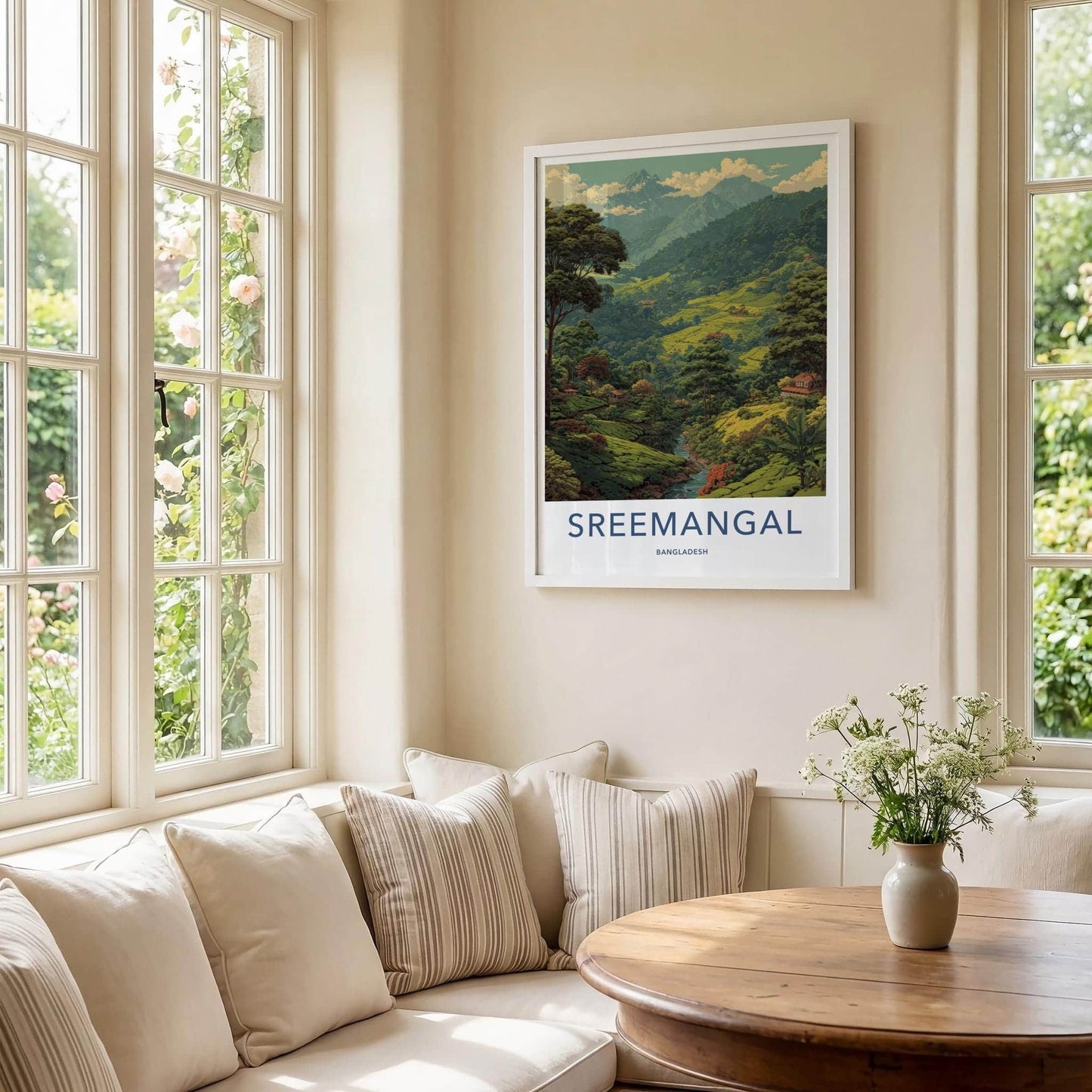 Sreemangal Poster - Bangladesh Travel Art - Rolling Tea Fields Home Decor
