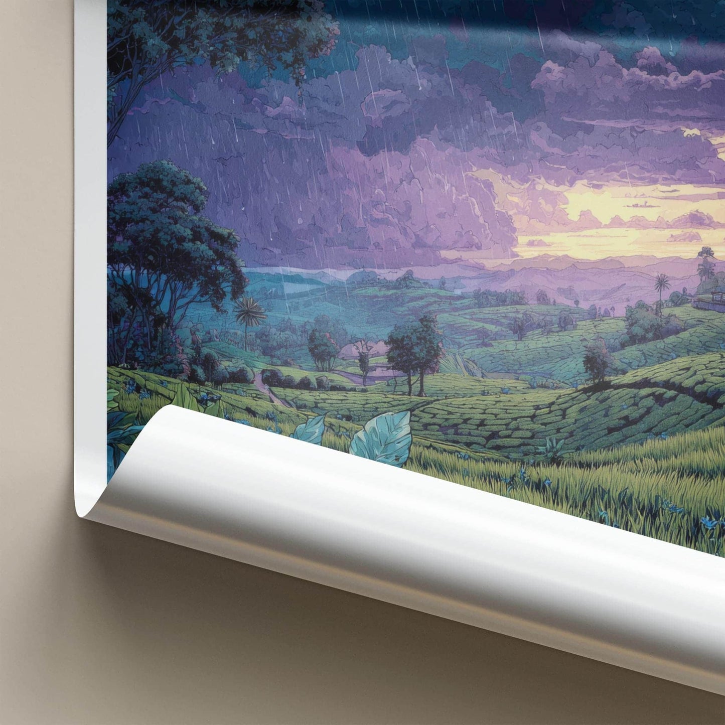 Srimangal Poster - Bangladesh Travel Art - Rainy Tea Fields Wall Decor