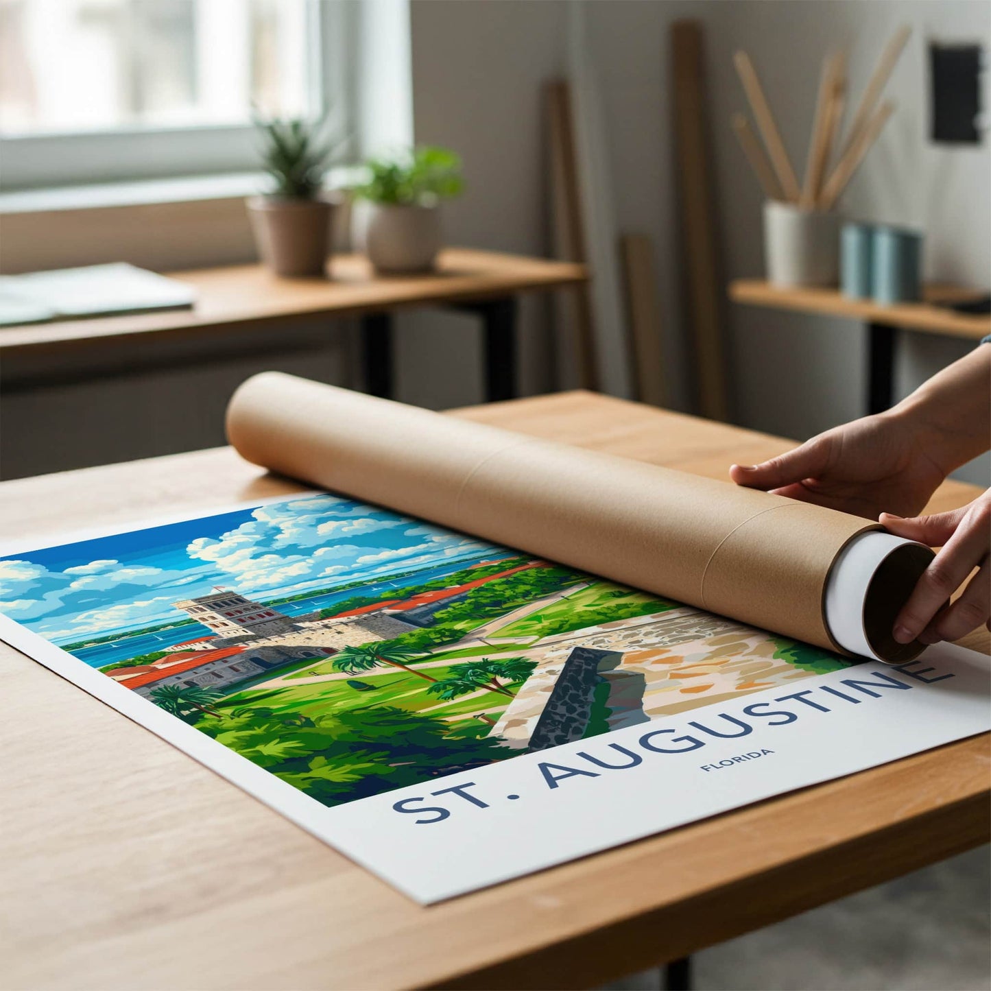 St Augustine Poster - Florida Travel Art - Historic Fort Vista Home Decor
