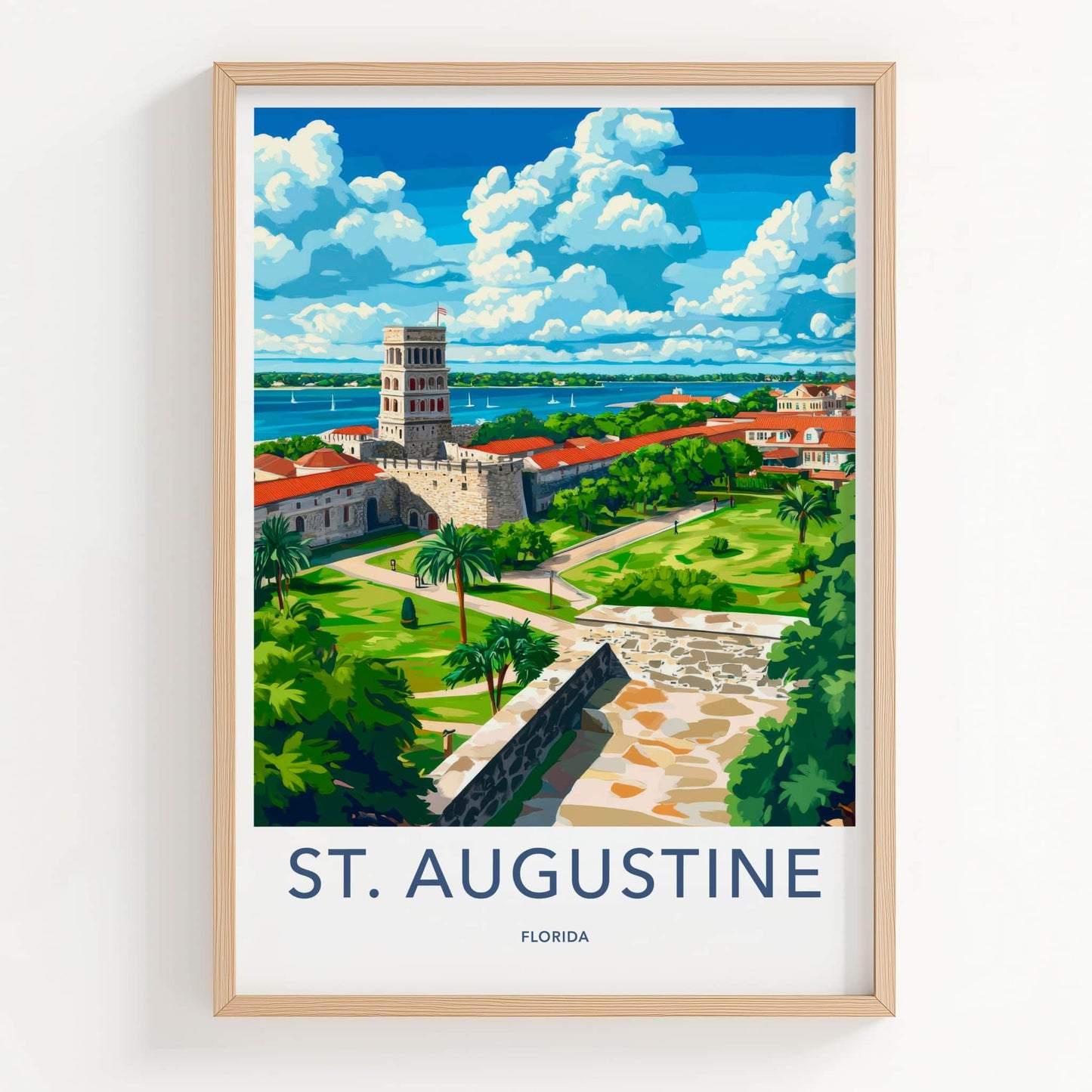 St Augustine Poster - Florida Travel Art - Historic Fort Vista Home Decor