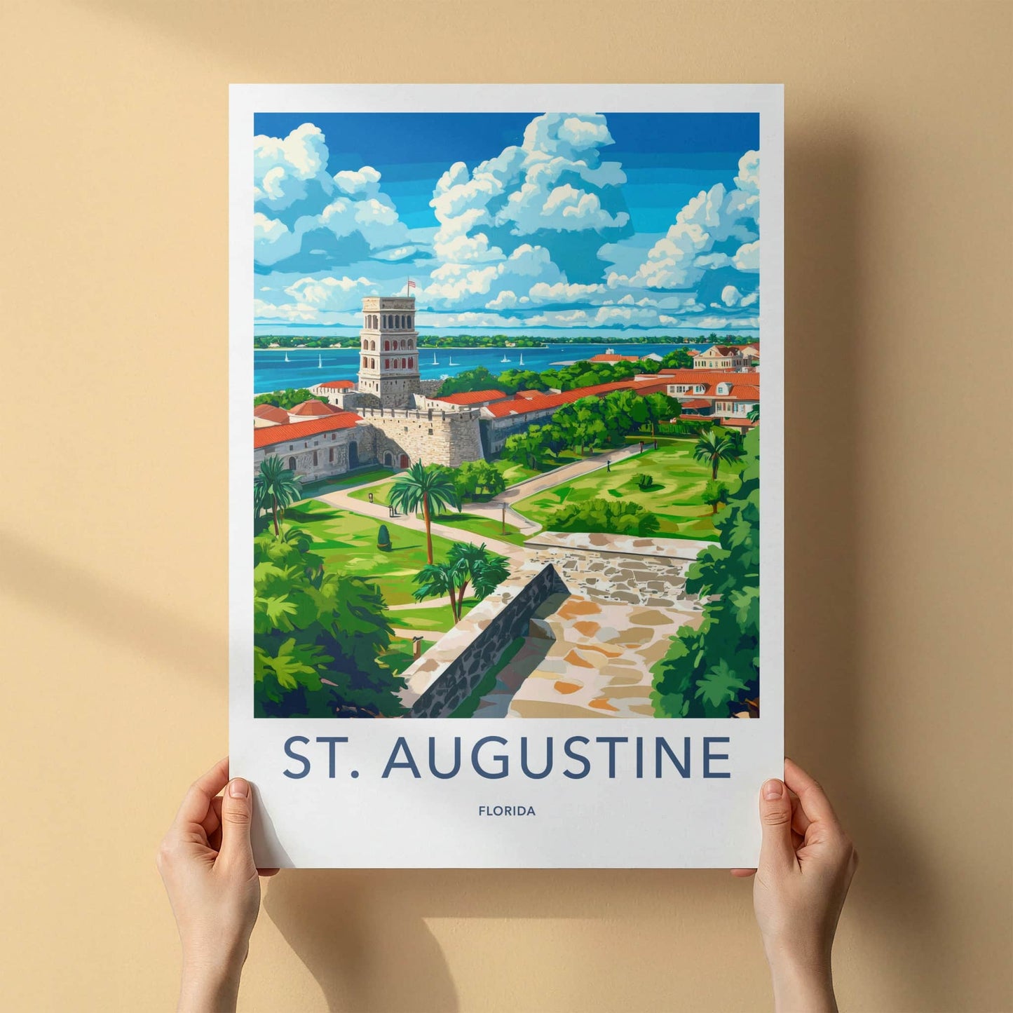St Augustine Poster - Florida Travel Art - Historic Fort Vista Home Decor
