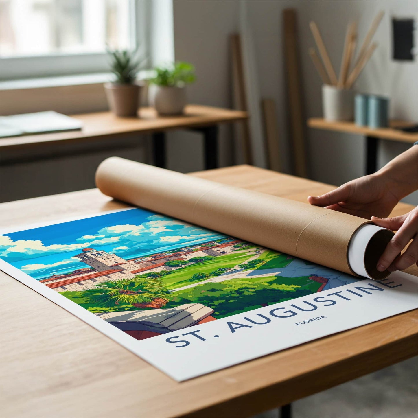 St. Augustine Poster - Florida Travel Art - Historic Fortress Vista Home Decor