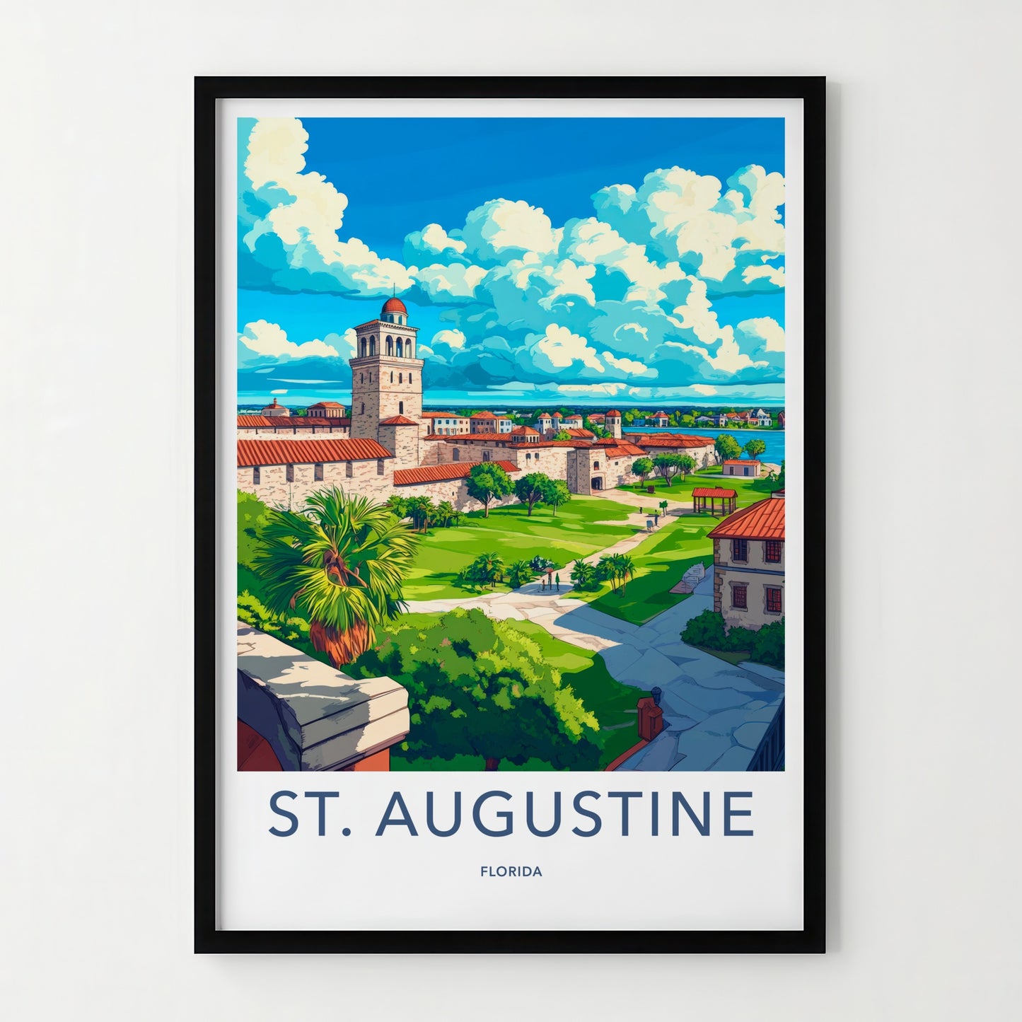 St. Augustine Poster - Florida Travel Art - Historic Fortress Vista Home Decor
