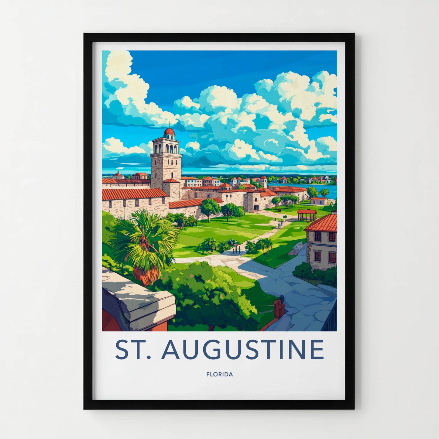 St. Augustine Poster - Florida Travel Art - Historic Fortress Vista Home Decor