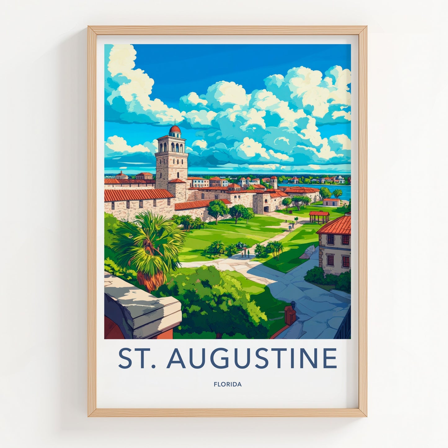 St. Augustine Poster - Florida Travel Art - Historic Fortress Vista Home Decor