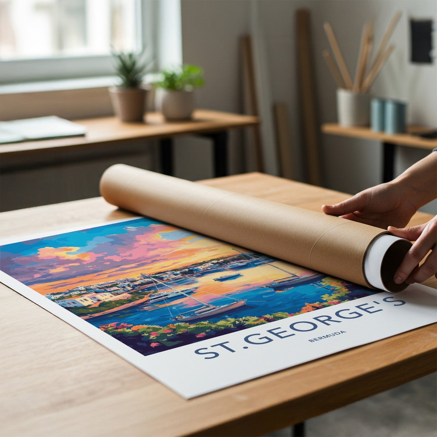 St. George's Poster - Bermuda Travel Art - Vibrant Bay Sunset Home Decor