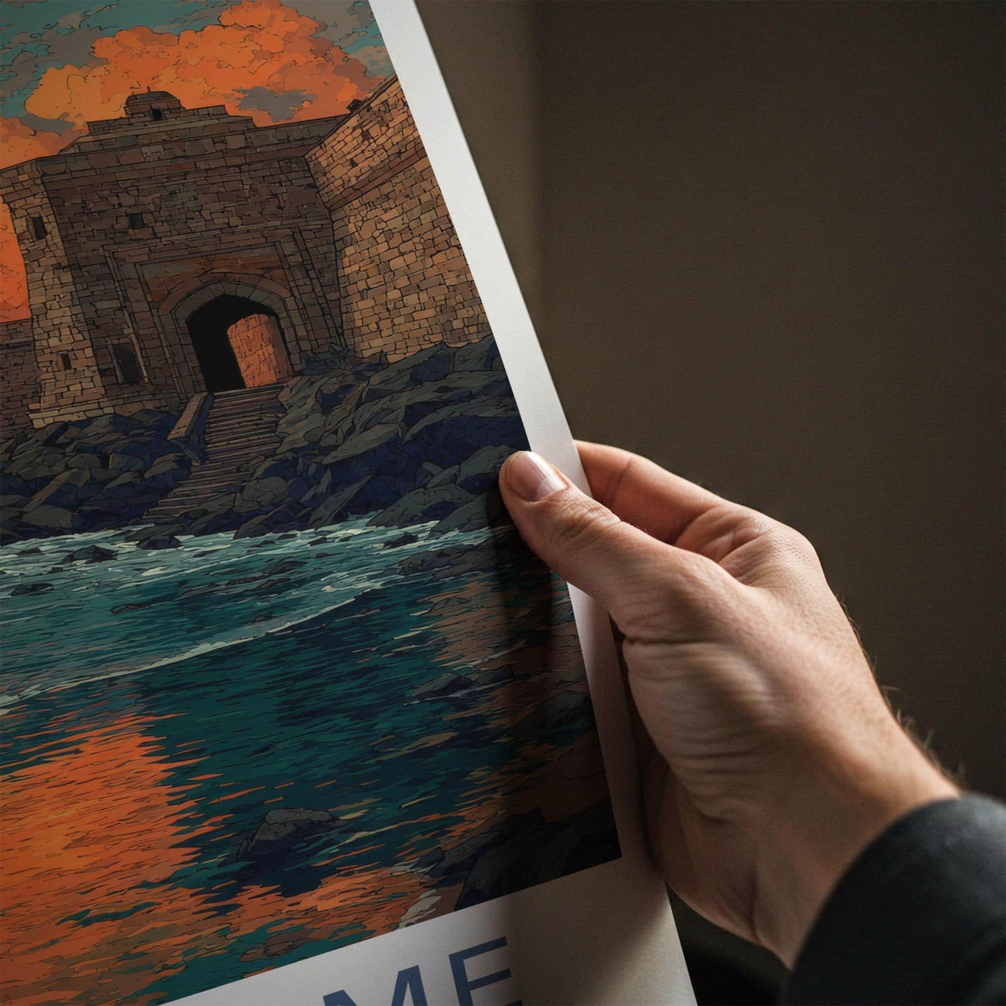 St. Jerome Poster - India Travel Art - Daman Fiery Coastal Sunset Wall Decor