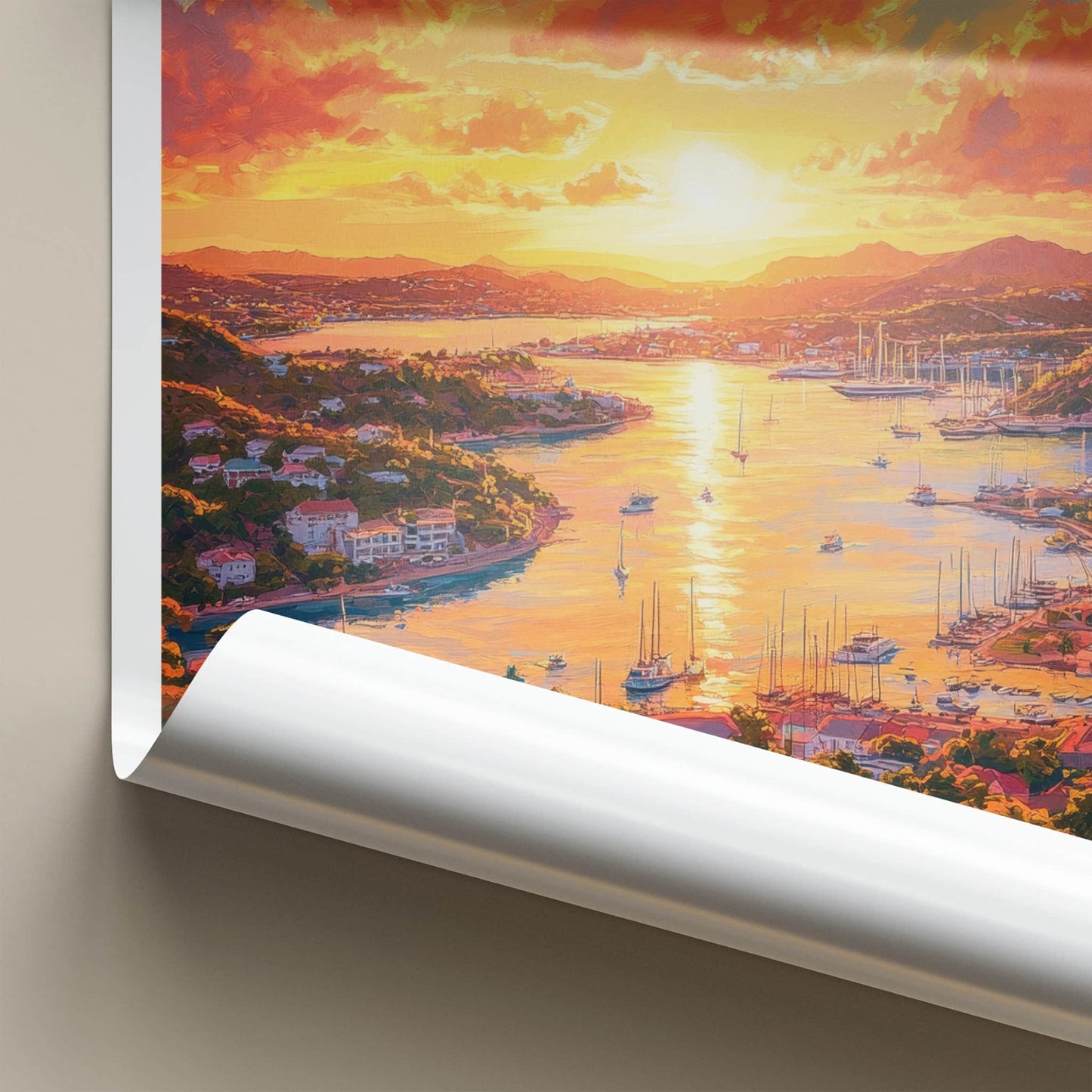 St Johns Poster - Antigua And Barbuda Art Print - Vibrant Bay Sunset Wall Decor