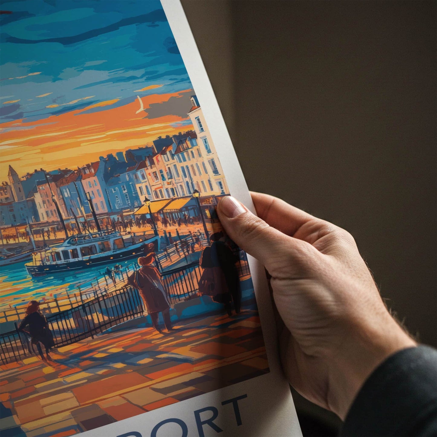 St Peter Port Poster - Guernsey Travel Art - Vibrant Port Sunset Home Decor