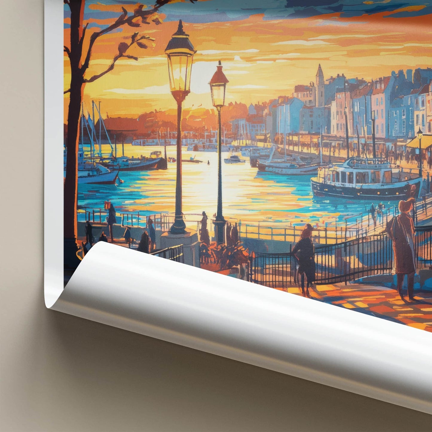 St Peter Port Poster - Guernsey Travel Art - Vibrant Port Sunset Home Decor