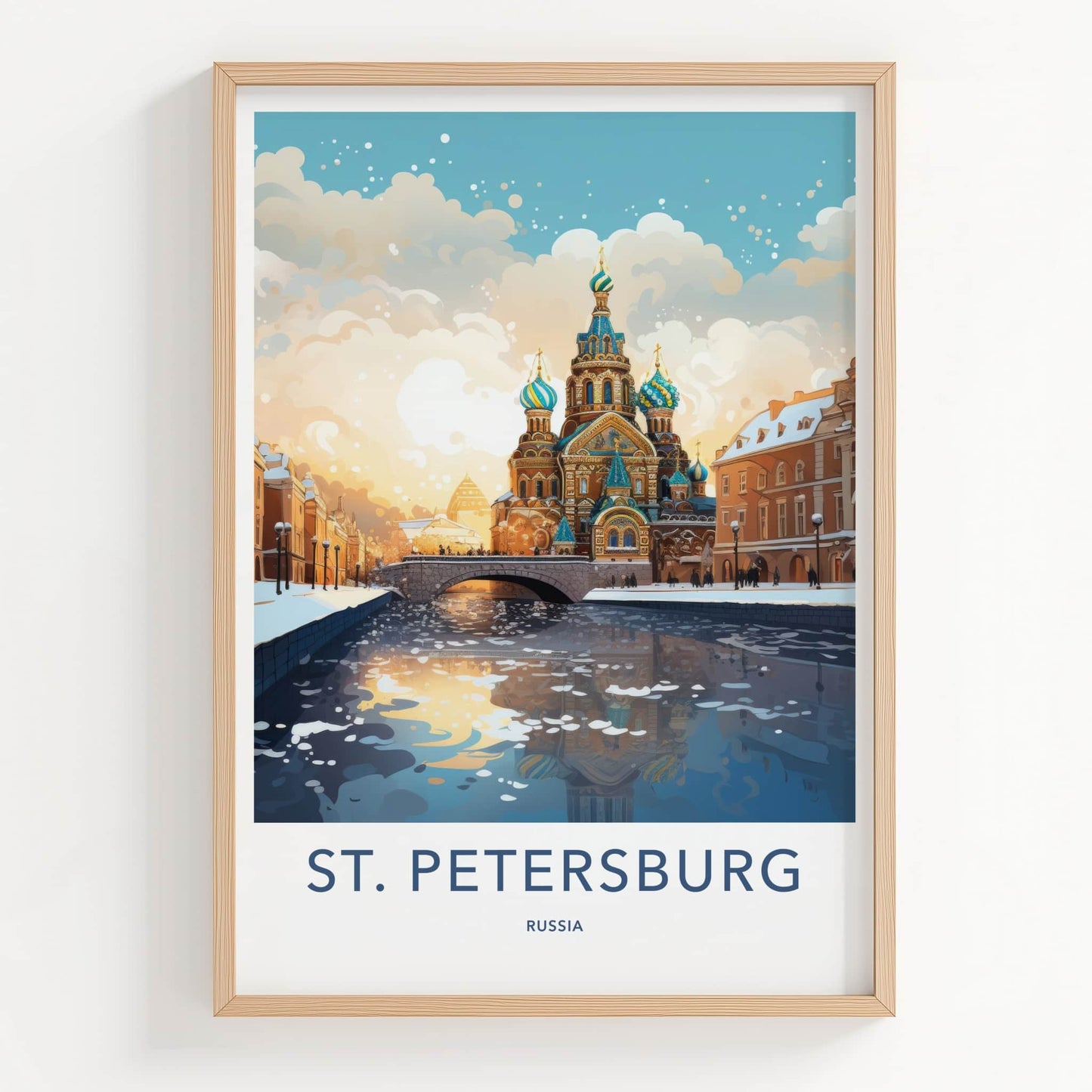 St. Petersburg Poster - Russia Travel Art - Frozen River Church Home Decor