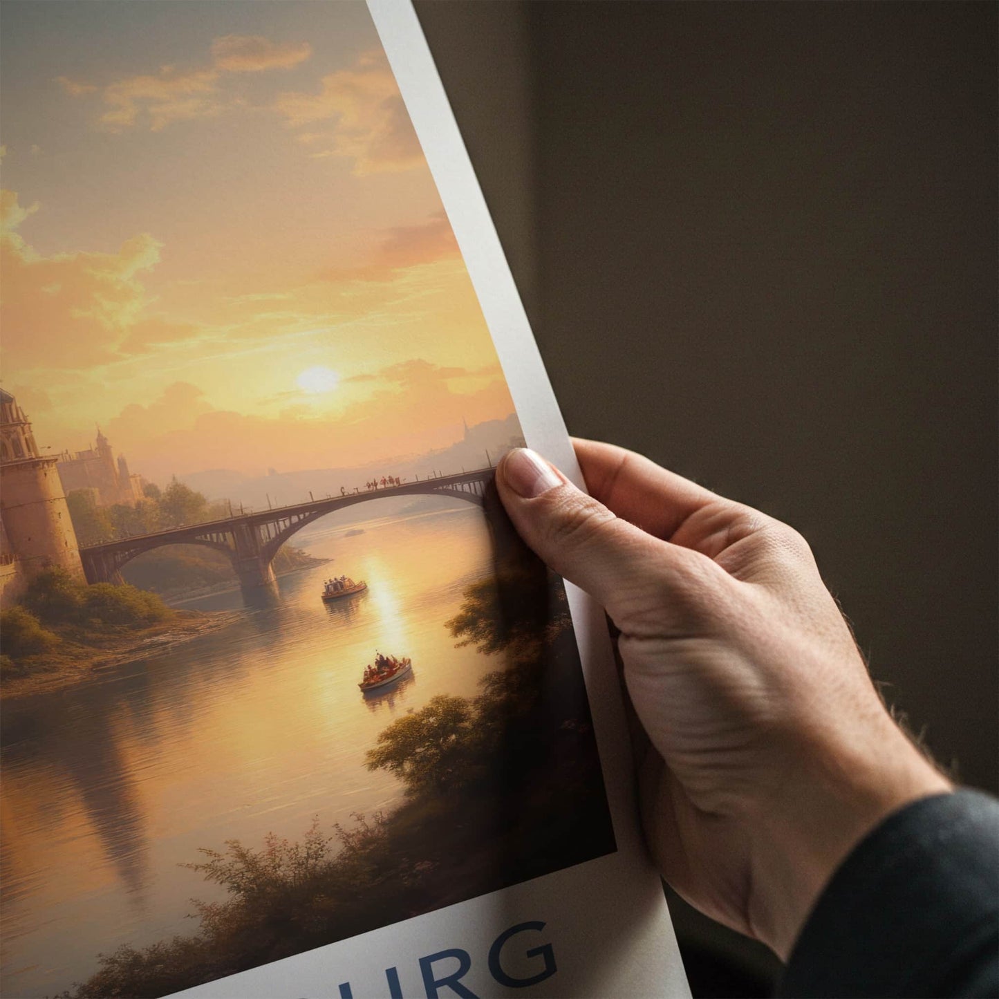 St Petersburg Poster - Russia Travel Art - Golden River Sunset Wall Decor