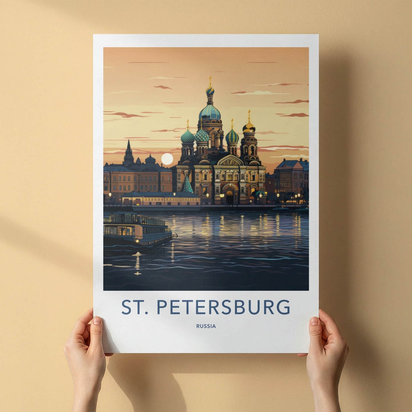 St Petersburg Poster - Russia Travel Art - Historic Cathedral Water Home Decor