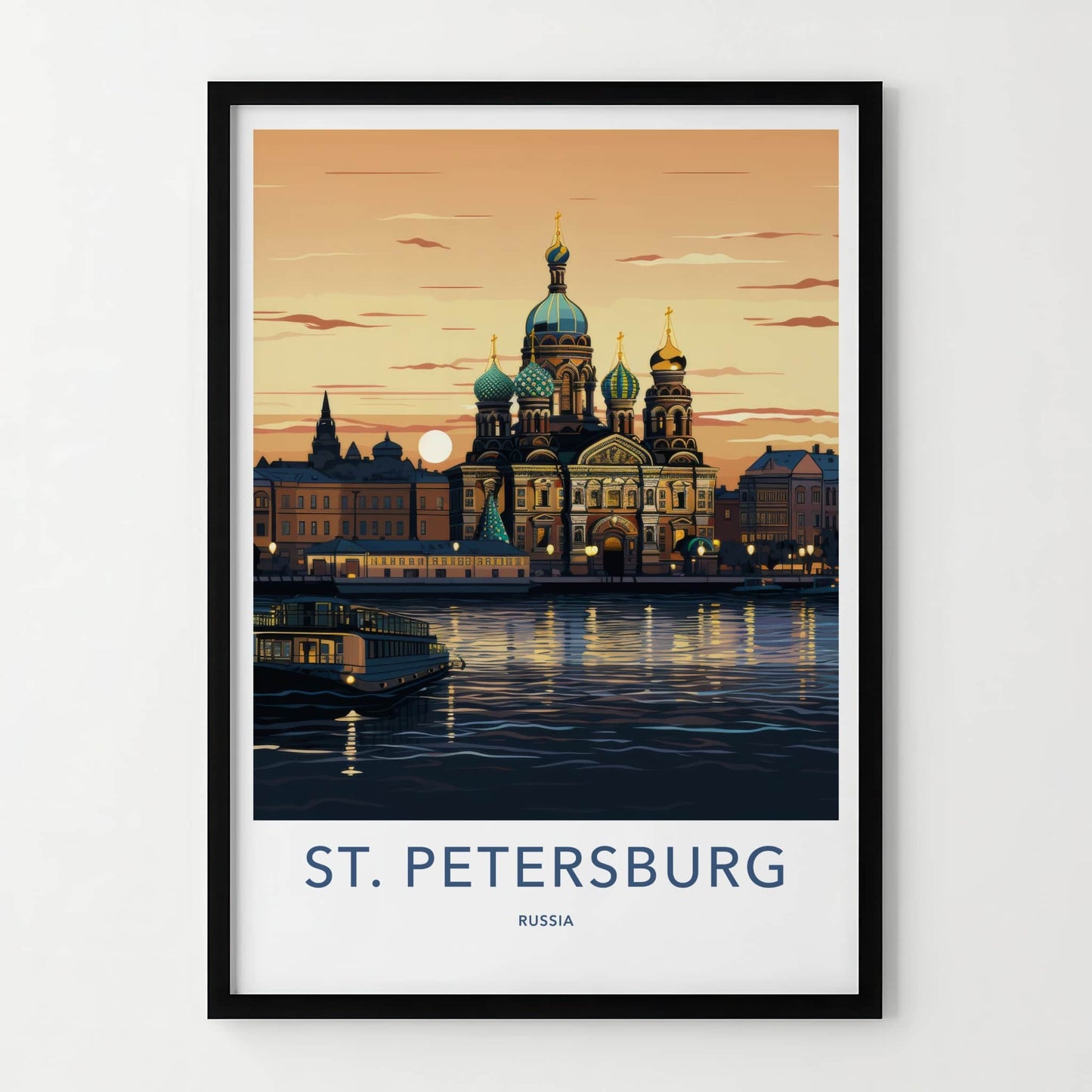 St Petersburg Poster - Russia Travel Art - Historic Cathedral Water Home Decor