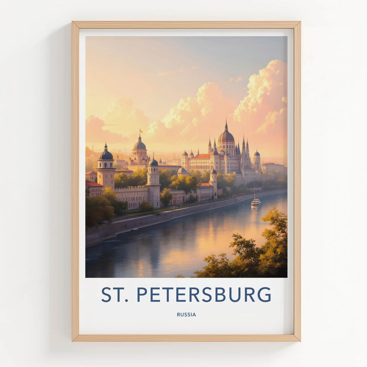 St Petersburg Poster - Russia Travel Art - Historic City River Home Decor