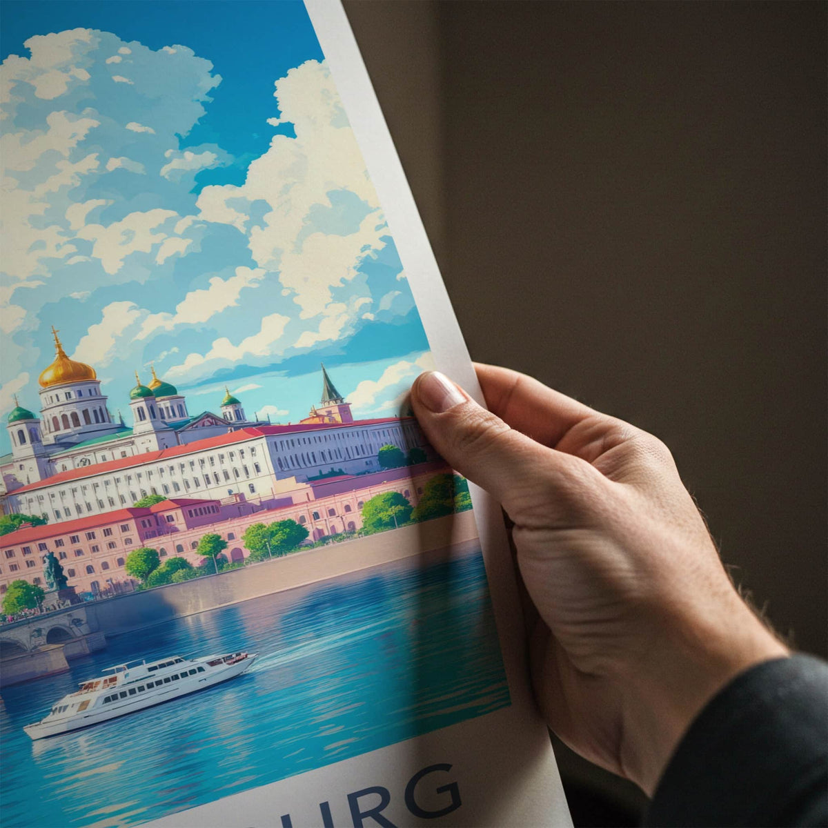 St. Petersburg Poster - Russia Travel Art - Palace Dome Boat Home Decor