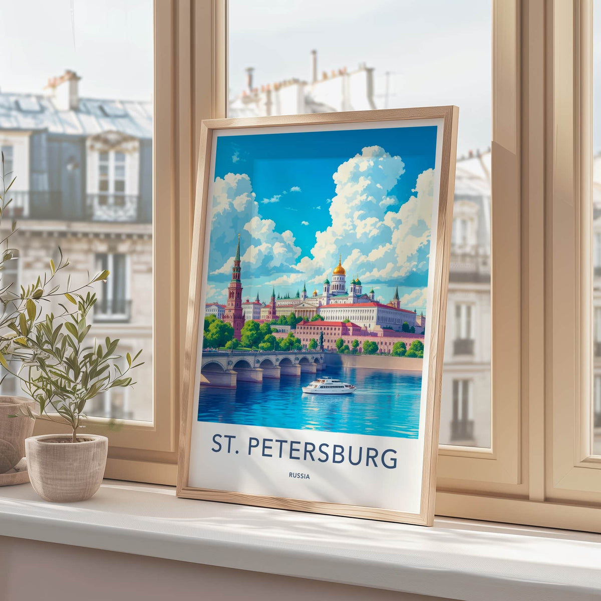 St. Petersburg Poster - Russia Travel Art - Palace Dome Boat Home Decor