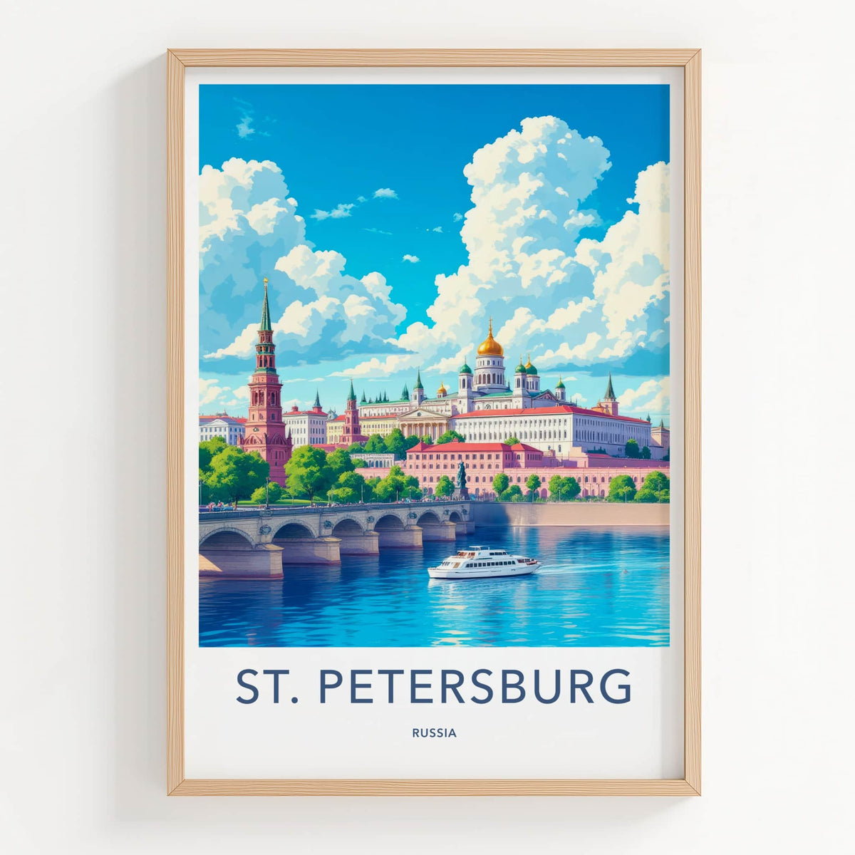 St. Petersburg Poster - Russia Travel Art - Palace Dome Boat Home Decor