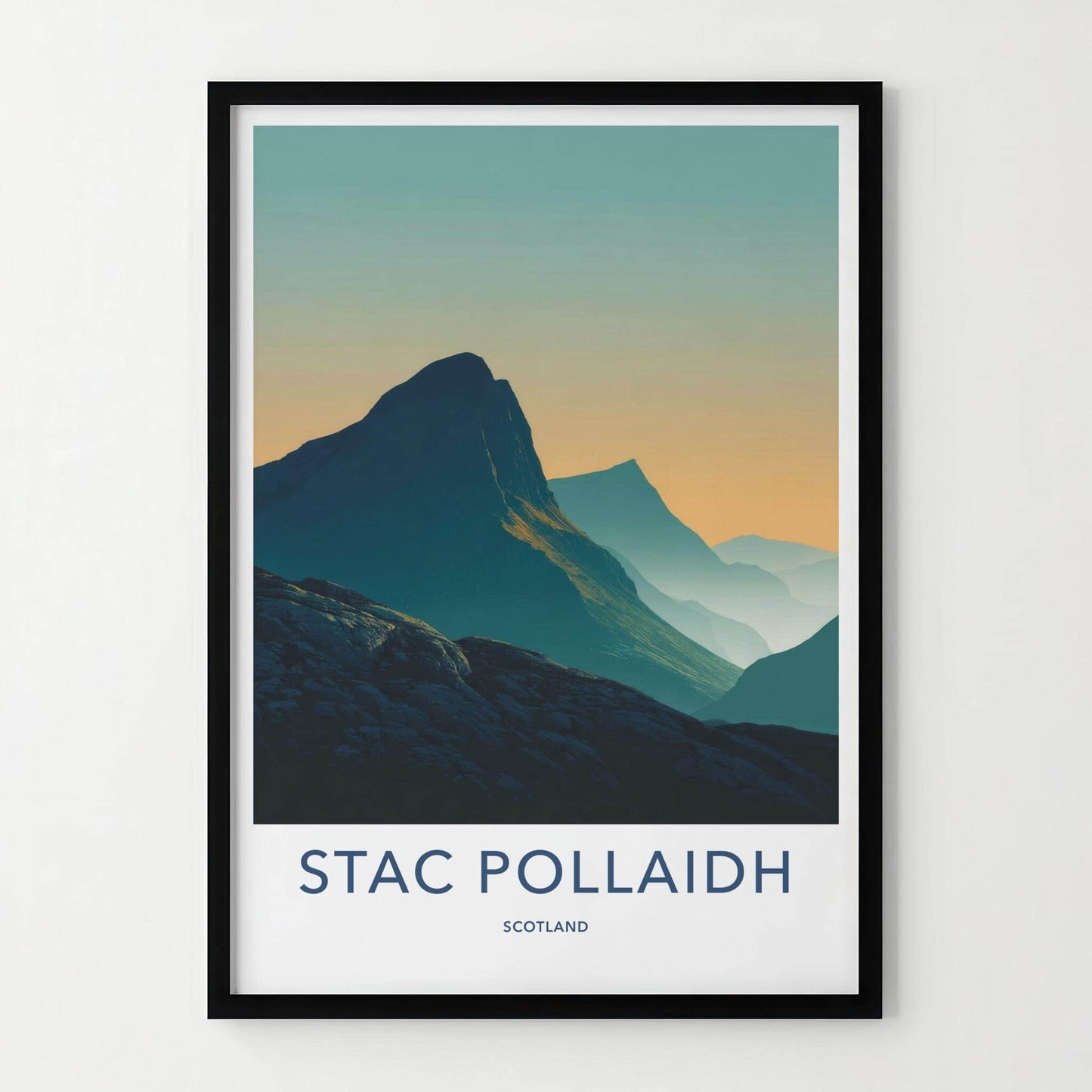 Stac Pollaidh Poster - Scotland Travel Art - Layered Mountain Vista Home Decor
