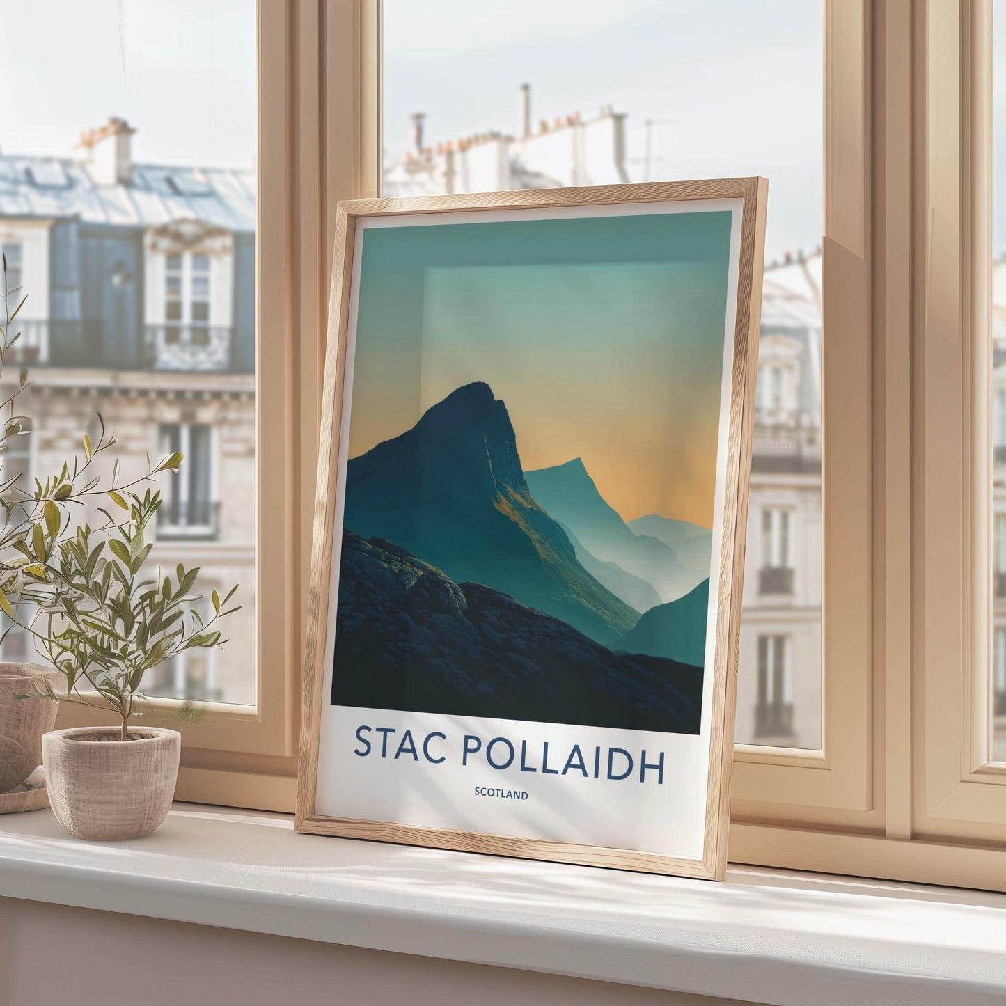 Stac Pollaidh Poster - Scotland Travel Art - Layered Mountain Vista Home Decor